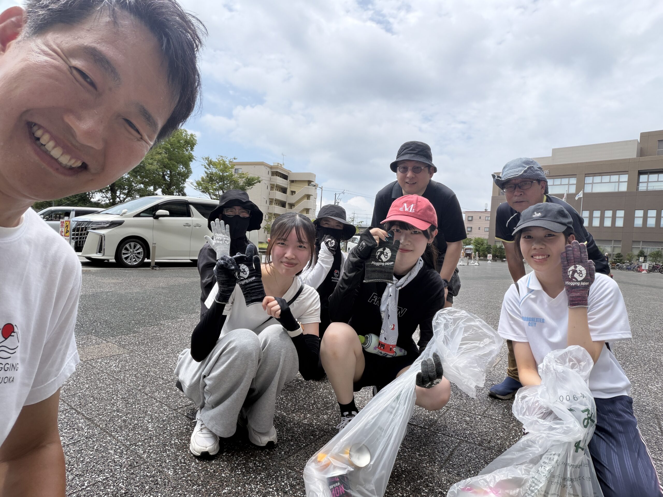 【#398】浜北プロギング開催～真夏の熱気の中、大学生と語る社会福祉～の集合写真