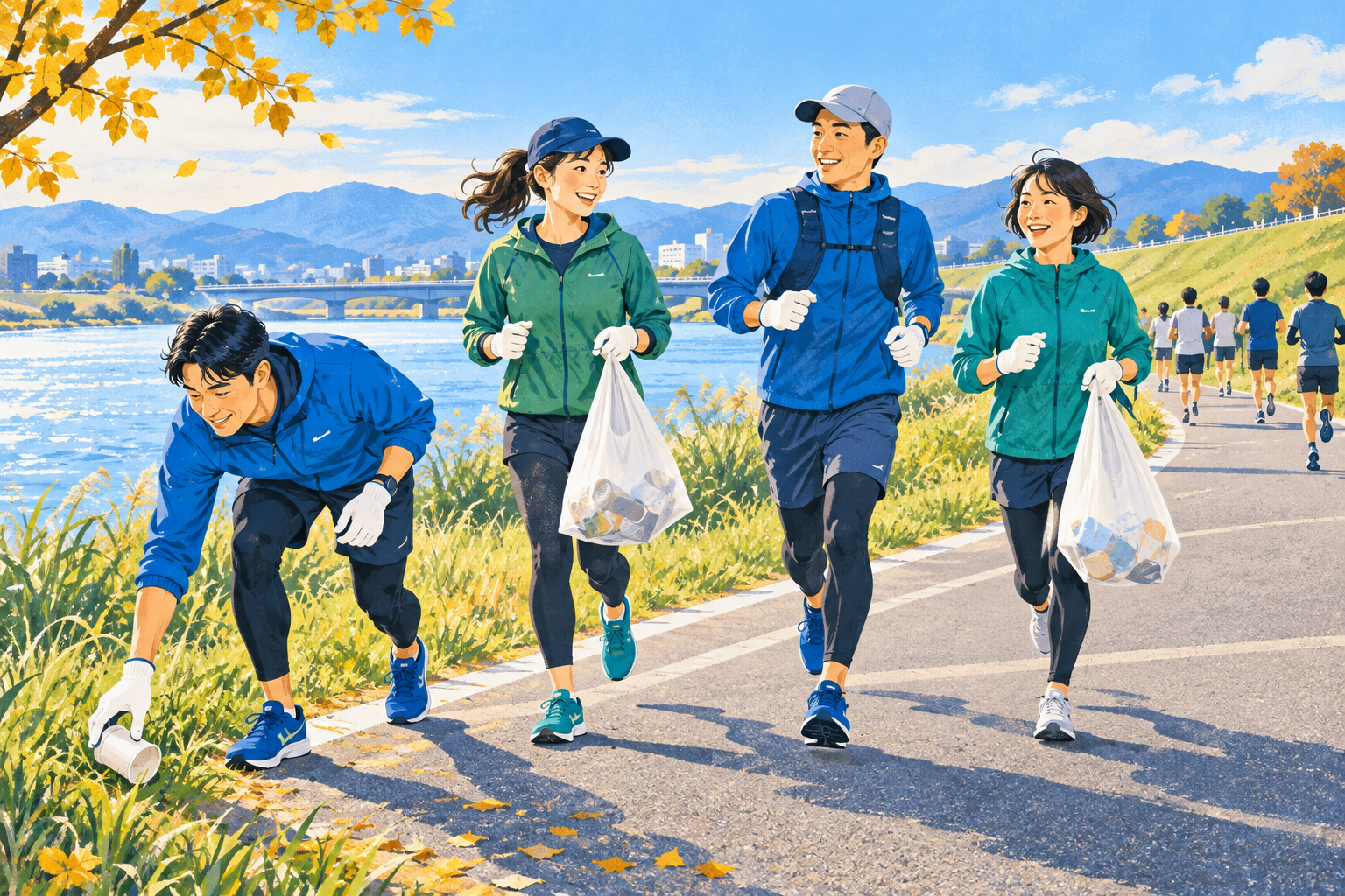 走りながらごみを拾う公式レースプロッガーの告知用イラスト